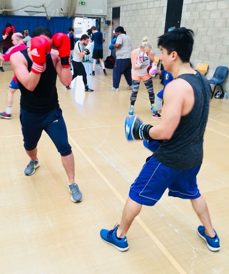 Two students sparr at Tooting class